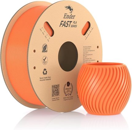 Ender Fast PLA Filament 1,75mm, 3D Yazıcı Filamenti 300mm/s'ye kadar Yüksek Hız, Geri Dönüştürülebilir Karton Makara, Çoğu FDM 3D Yazıcıya Uygun - 1kg (2,2lb) Turuncu