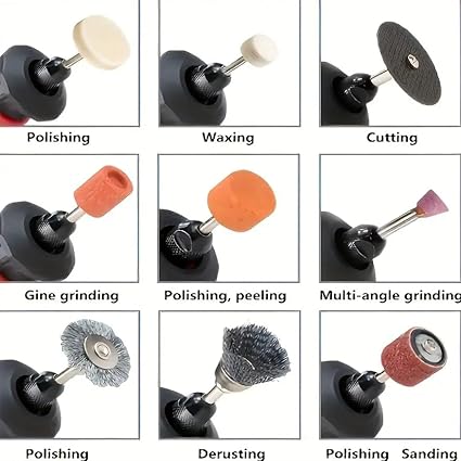 112 Parça Taşlama Fırçalama Polisaj Gravür Zımpara Cilalama Seti Takımı Matkap Ucu Ahşap Metal Çelik Mermer - Görsel 4