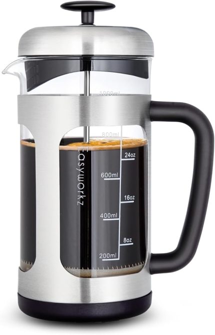 Paslanmaz Çelik French Press 1000 ml Yumuşak Saplı Kahve Çay Makinesi