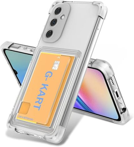 Galaxy ile uyumlu S24 FE Kılıf Airbag Tasarımlı Şeffaf Kartlıklı Zore G-Kart Kapak Şeffaf