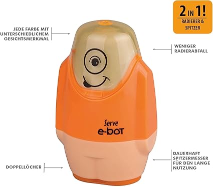 E-Bot Silgili Kalemtiraş Fosforlu Turuncu - Görsel 2