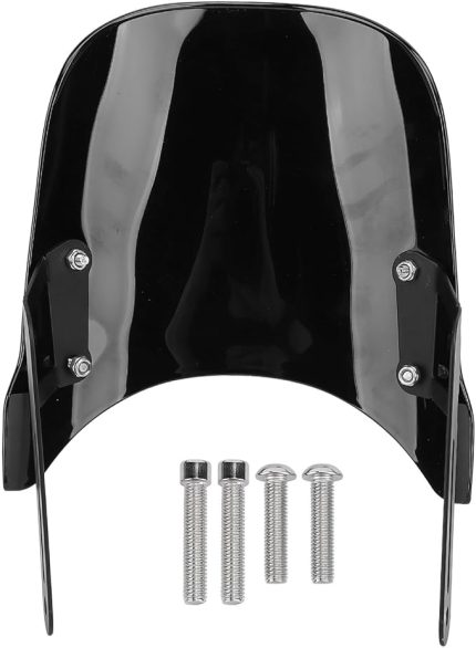 PMMA – Motosiklet – Ön cam – Tutuculu ön cam, Scrambler için rüzgar deflektörü 400 x 2023 – 2024 kadar, kaplama ön cam Flyscreen Wind Splitter (siyah)