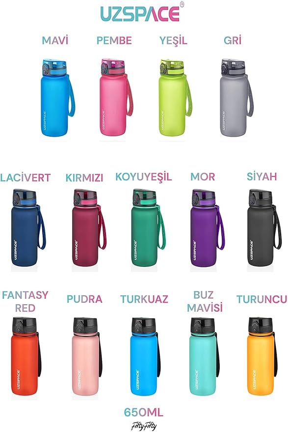 650 ml Tritan Su Matarası 14 Farklı Renk Softtouch Kırmızı - Görsel 2