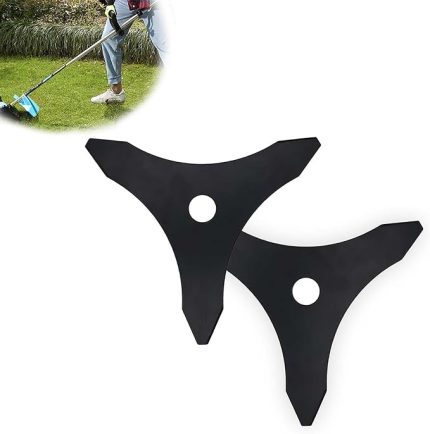 Fırça kesici için bıçak, 2 adet motorlu tırpan bıçağı, üç dişli düzeltici başlık, delik çapı 25,4 mm, çim, bahçe ve avlu yabani otları temizlemek için