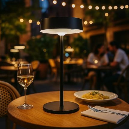 Solar Şarjlı Masa Lambası – 3 Kademeli Dimmer, Dokunmatik, Type-C USB, Güneş Enerjili, Siyah Metal Gövde, 31 cm