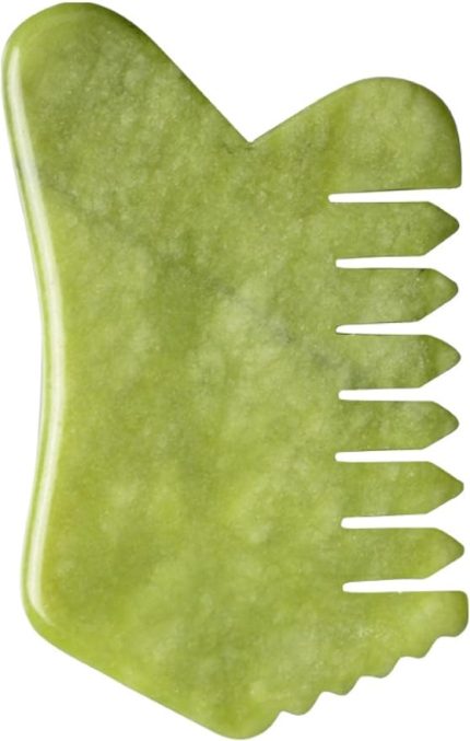 Elegance Çok Amaçlı Yeşim Taşı Pro Gua Sha Tırtıklı Masaj Aleti Doğal Taş Tarak Jade Gua Sha Jade Hair Comb Saç, Yüz ve Cilt Bakımı Aleti