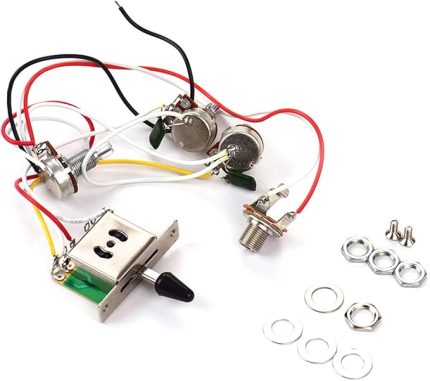Guitar Wg Harness Kit Elektrik Gitar Kablo Demeti Kiti Değiştirme ile 1 Hacim 2 Ton 1 Jack 500 K Stratocaster Gitar için 5-Way Geçiş Anahtarı
