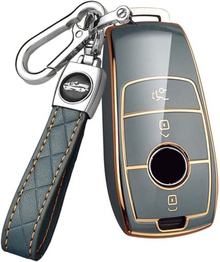 Akıllı araba anahtarı kılıfı Mercedes için uygun koruyucu kılıf anahtar kılıfı Cover TPU Benz E sınıfı S A CLA GLE GLC GLK AMG anahtarlık uzaktan anahtar kılıfı anahtar kutusu mavi