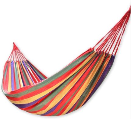Taşınabilir Hamak Dış Mekan Hamak Ev Seyahat Salıncak Kanvas Çizgili Asma Yatak Hamak Bahçe Sporları Yürüyüş, Kamp, Tırmanma, Piknik ve Bahçe için (280 x 80 cm, Kırmızı)