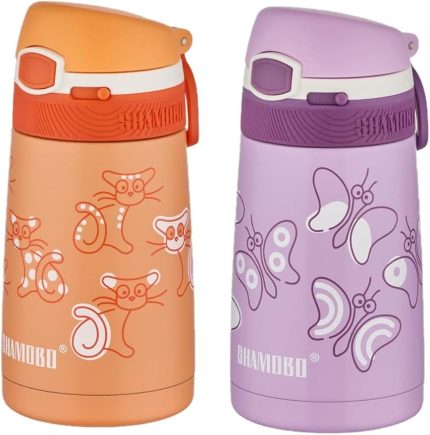 2Lİ SET Pipetli Çelik Termos 350ml -6 Saat Isı Yalıtımı-