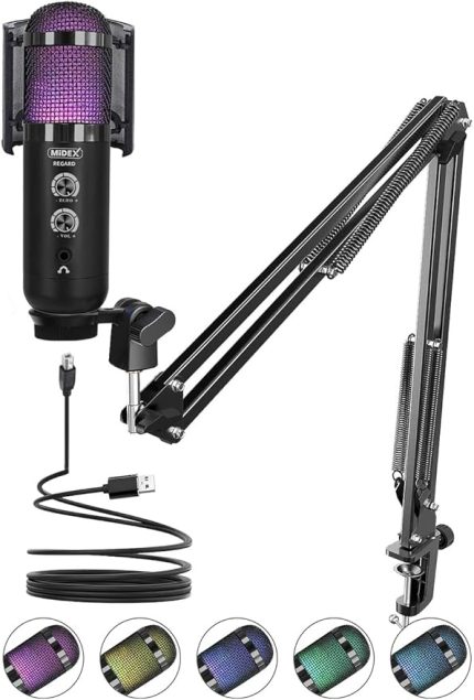 REGARD RGB Set USB Ekholu Oyuncu ve Yayıncı Mikrofonu (Kayıt Gaming Tiktok Twitch Canlı yayın Discord Youtube)
