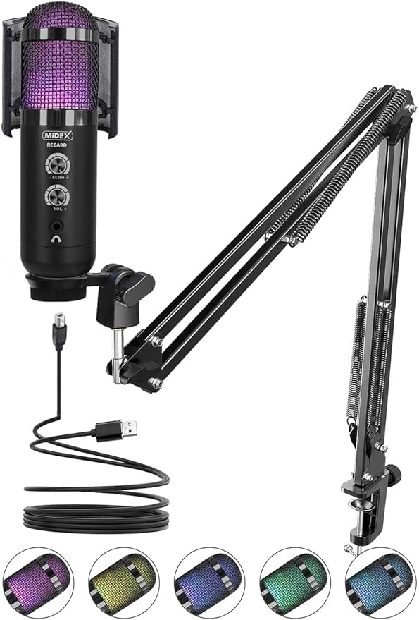 REGARD RGB Set USB Ekholu Oyuncu ve Yayıncı Mikrofonu (Kayıt Gaming Tiktok Twitch Canlı yayın Discord Youtube)