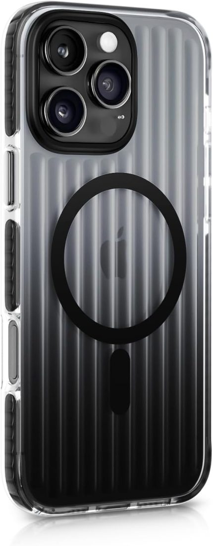 iPhone 16 Pro Max için Elite Serisi MagSafe ile Uyumlu Arkası Yarı Saydam Parmak izi Tutmayan ve Çizilmeyen Polikarbonat Kenarları Yumuşak Silikon Kılıf (Siyah, 16 Pro Max)