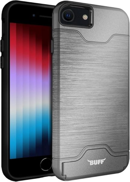 LABS iPhone SE 2022 / SE 2020/8 / 7 Slim Folder Kart Hazneli Cüzdan Kılıf (Gümüş Rengi)