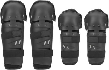 Diz Pedleri Dirsek Pedleri, 4 adet Motosiklet Motokros Bisiklet Dirsek Diz Pedleri Koruyucu Shin Guard Zırh Seti Siyah