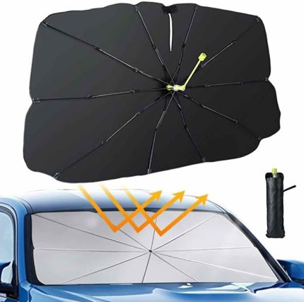 Bükülebilir Saplı Araç Ön Camı Güneş Şemsiyesi, Araba Ön Cam Güneş Tentesi, Araba Güneşliği Şemsiyesi Araç Güneş Koruyucu, Güneş Şemsiyesi Araba Ön Pencere Güneşliği Çoğu Araba Için