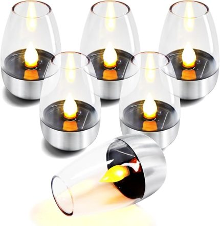 6 adet LED mum, elektrikli çaydanlık mumu, güneş enerjisiyle şarj edilebilir, titrek, dış mekan, dış mekan, hava koşullarına dayanıklı, bahçe, teras, balkon dekorasyonu için
