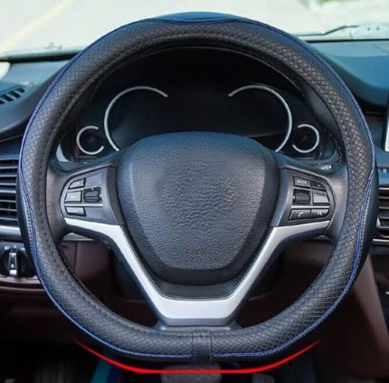 Mikrofiber deri D Şekilli Düz Tabanlı Direksiyon Kılıfları Nefes Alabilir Kaymaz (Siyah Mavi)