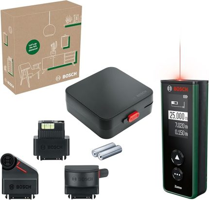 Home & Garden Zamo Set Lazerli Uzaklık Ölçer (25m Çalışma Alanı, 4 sn. Ölçme Süresi, 2 x AA Pil, Çizgi Adaptörü, Tekerlek Adaptörü, Şerit Adaptörü, Saklama Kutusu)