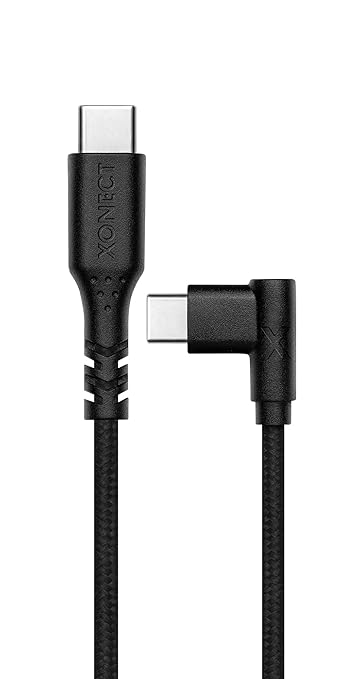 Type-C to Type-C ile Uyumlu iPhone ve Samsung ile Uyumlu Hızlı Şarj ve Data Kablosu 200 cm L Tipi Gaming Hasır Örgülü (Siyah)