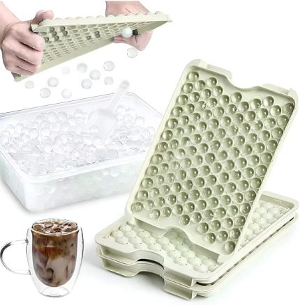 Pumo Vanilya 124 Bölmeli Kapaklı Küre Buz Kalıbı Dondurma Kalıbı Buz Saklama Kabı Sunumluk Vlt1476