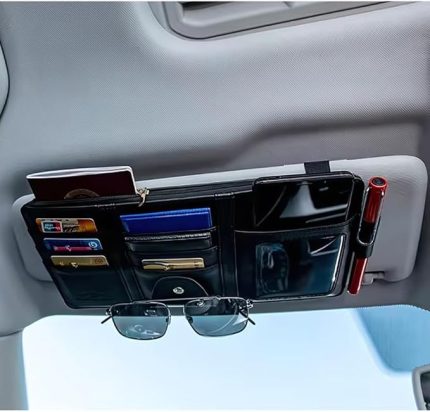 mobile Organizer Güneşlik Araç Cüzdanı, Telefon Tutucu, Gözlük, Kartlık, Kimlik, Para, Kalem Tutucu Siyah