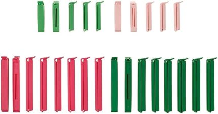 Bevara saklama torbası için kilit klipsleri – 26 adet, tekrar kullanılabilir, gıda maddelerine uygun, hava geçirmez kilit – mutfak ve ev için ideal