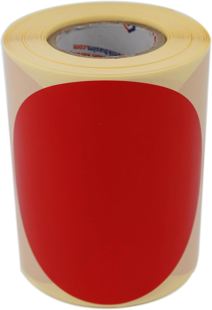 Daire Renk Baskılı Çap Etiketi 100mm Daire Ölçülerinde Yuvarlak Çıkartma Sticker Ruloda 250 Adet Kendinden Yapışkanlı Rulo Etiketi Barkod Yazıcılar ile Uyumlu 40mm Kuka (Kırmızı)