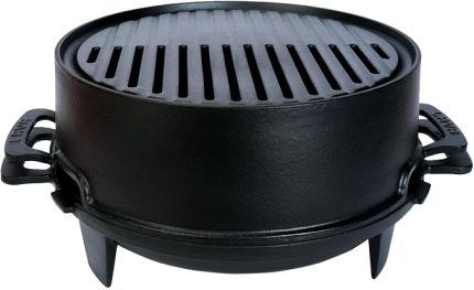 Döküm Yuvarlak Mangal Izgara Set Döküm Demir Yekpare Çift Kulplu Çap (Ø)36cm.