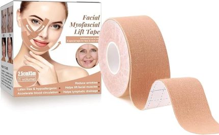 Miyofasyal Yüz Sıaştırma Bandı, Yüz Germe Bandı, Kırışıklık Karşıtı Bantlar, Donma Önleyici Etiket, Boyun Germe Bandı, Üni, Cildi Sıaştırma ve Sıaştırma için, 2,5 cm, 5 m