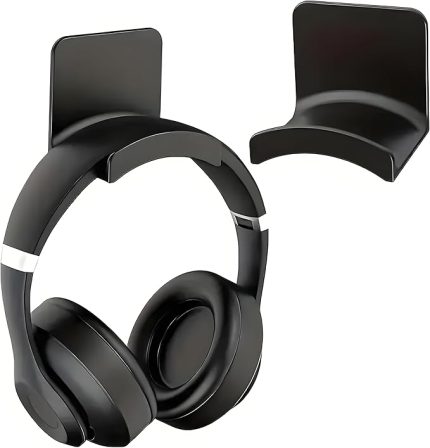 Montajlı Kulaklık ve Oyun Controller Tutucu | 2'li Set | Kendinden Yapışkanlı | Kulaklık ve Controller için Duvar Askısı (Siyah)