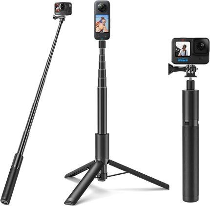 GoPro Insta360 için Özçekim Sopa Tripod Monopod, 47 inç/120 CM Uzatılabilir Özçekim Vlog Kolu Taşınabilir Tripod Standı Aksesuarları GoPro Hero 13 12 11 10 9 Insta360 X5 X4 X3 DJI Osmo Eylem 5