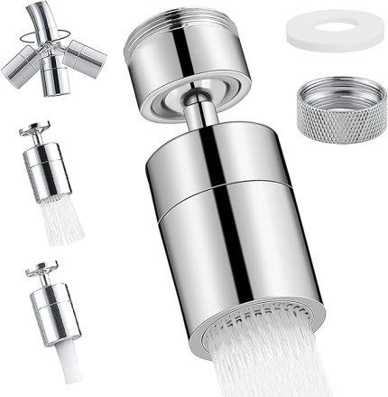 Musluk başlığı, 360 derece musluk başlığı, musluk regülatörü 360° döndürülebilir, musluk su tasarrufu, krom M22- M24 pirinç musluk havalandırıcı, mutfak/banyo musluğu için