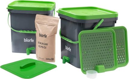 Kompost Kovası Kepekli 18 Litre İkili Set - 18SGB
