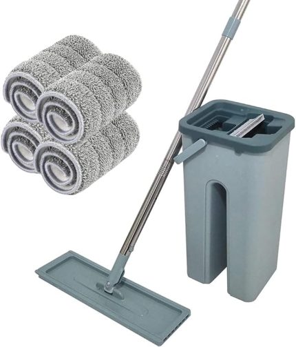 Autoclean Mop 360° çift bölmeli kovalı | ultra emici mikrofiber bez | eller serbest temizleme sistemi | sert zeminler ve fayanslar için döner paspas