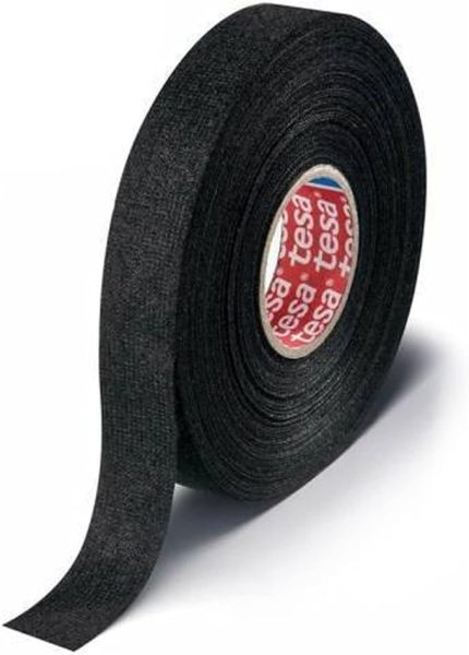 Tesa Tüylü Bant Polyester Bez Kablo Sarma Bandı 19 mm x 15 Metre Siyah