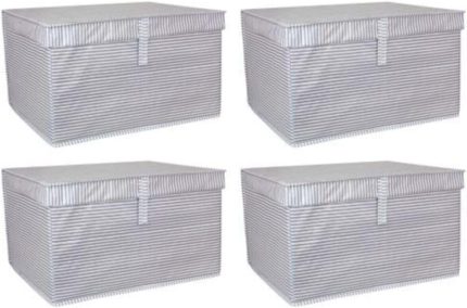 4 Adet - Kapaklı Çok Amaçlı Çamaşır-saklama-düzenleme Vb.Hurç, Kutu 50x40x30 - Maxi Kutu - Gri