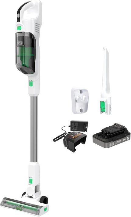 + Decker REVSV18D1-QW 18V 2Ah 4'ü 1 arada Şarjlı Dikey Süpürge