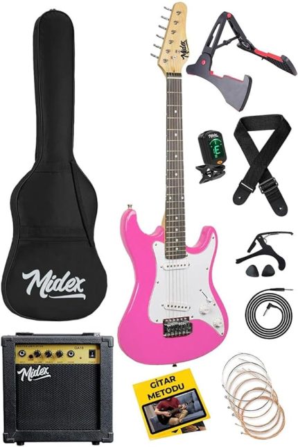 CEG-36PK 8-12 Yaş Çocuklar İçin Amfili Full 3/4 36 İnç Elektro Gitar Seti Pembe