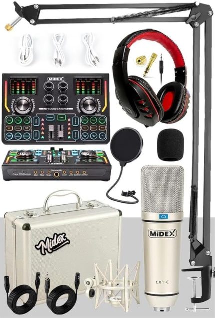 CX1 Titanium Set Efektli Ses Kartı Mikrofon Kulaklık Stand Kayıt Canlı Yayın (PC ve Telefon)