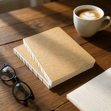 Tanıtım Özel Tasarım Kraft Kapaklı A5 Kareli Not Defteri - 180 Derece Açılabilir, Sırtı Dikişli,%100 El İşçiliği, Ofis İçin İdeal, Planlayıcı (Kareli)