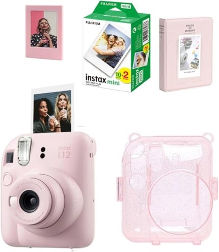 Instax Mini 12 Fotoğraf Makinesi-20li Film-Simli Pleksi Kılıf-64lü Albüm ve Mıknatıslı Çerçeve Set 1