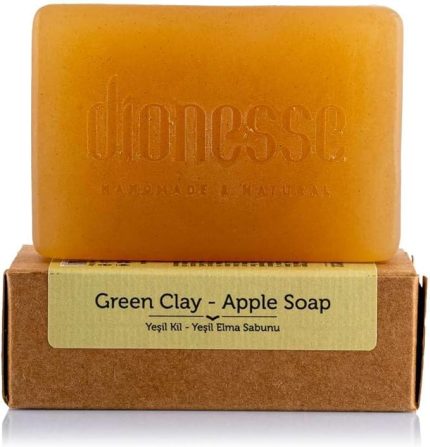 Elma Kabuğu Yağlı Yeşil Kil Sabunu 120 gr | Yağlı ve Akneli Ciltler İçin Doğal Kil Sabunu