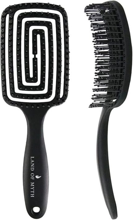 OF MYTH - LOM1271 Üç Boyutlu Esnek Saç Açma ve Tarama Fırçası, Flexible Pro Brush (Siyah)