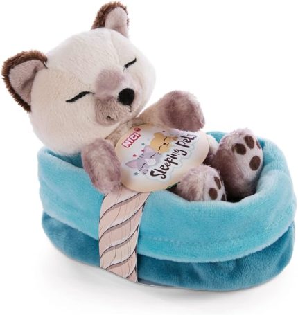 47893 Soft Basket 12 cm – Sleeping Pets Cuddly Toy Siamese Cats for Girls, Boys & Babies – Fluffy Stuffed Cuddle, Play & Sleep with – Cosy Plush Animals, Paws, Beige