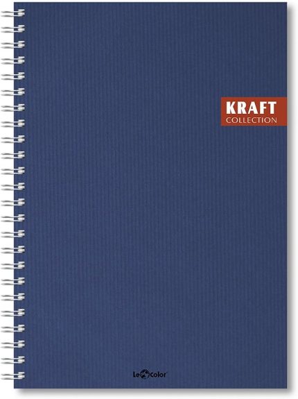 Color 2017105/2 Kraft Defter Sert Kapaklı, Spiralli, 1.Hamur Kağıt, 200 Sayfa, Lacivert