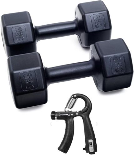 PS SPOR 5 KG DAMBIL X 2 ADET = 10 KG+SAYAÇLI AYARLANABİLİR EL YAYI SİYAH