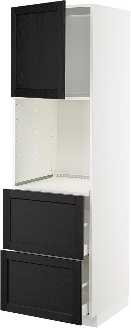METOD/MAXIMERA Hi cab f ov w dr/2 frnts/2 hi drwrs, beyaz/Lerhyttan siyah lekeli, 60x60x200 cm