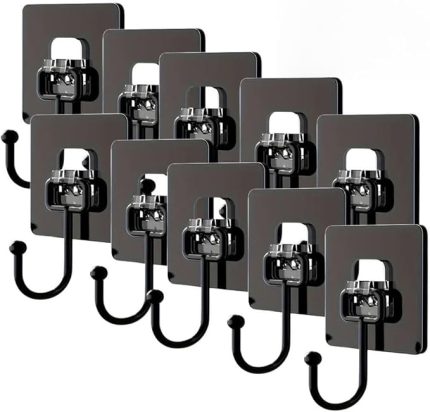 Adet Duvara, Dolapa Yapışan Güçlü Yapışkanlı Siyah Duvar Askısı