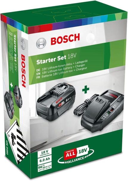 Home and Garden 18 V Başlangıç Seti, Siyah, PBA 18 V 6.0 Ah W-C Batarya ve AL1830 CV Şarj Cihazı, Sistem Aksesuarları